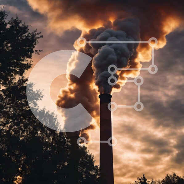 Intra Συλλεκτικό Ξύλινο Παζλ Plywood  4mm - Καπνοί που εκπέμπουν μαύρο καπνό στο ηλιοβασίλεμα Σε Ξύλινο Κουτί - Διαστάσεις Puzzle: 10x10 cm – 25 κομμάτια