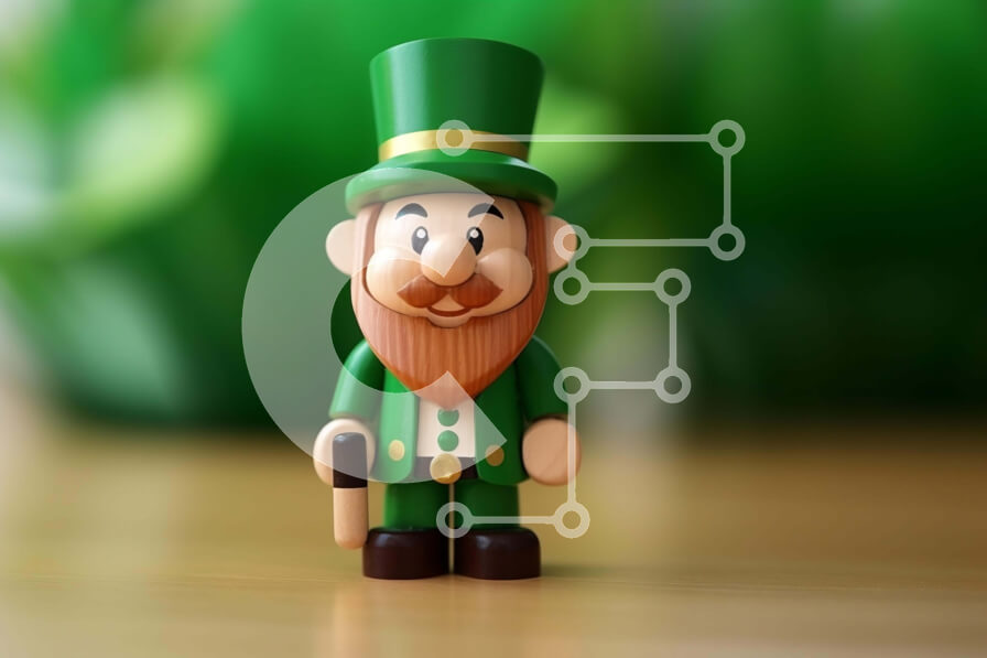 Intra Συλλεκτικό Ξύλινο Παζλ Plywood  4mm - Ειδώλιο παιχνιδιών καλλικάτζων για την ημέρα του Αγίου Πατρικίου Σε Ξύλινο Κουτί - Διαστάσεις: 10x10 cm – 25 κομμάτια