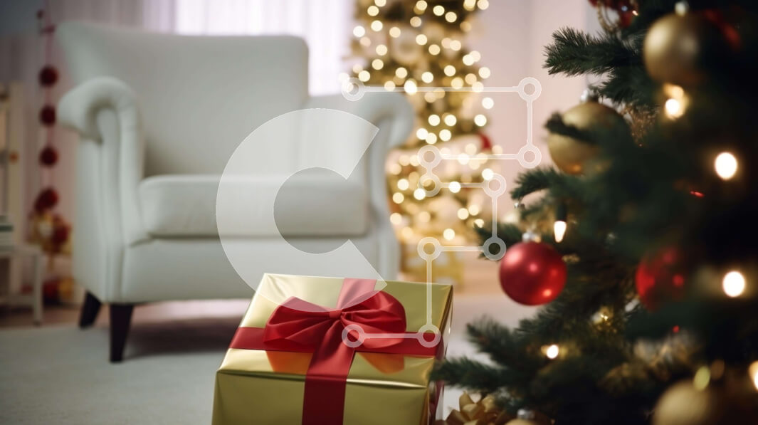 Intra Συλλεκτικό Ξύλινο Παζλ Plywood  4mm - Εορταστική χριστουγεννιάτικη σκηνή με δώρο και στολισμένο δέντρο Σε Ξύλινο Κουτί - Διαστάσεις: 10x10 cm – 25 κομμάτια