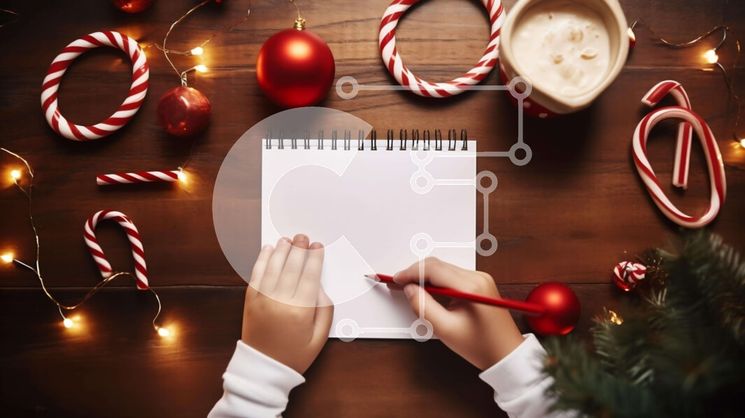 Intra Συλλεκτικό Ξύλινο Παζλ Plywood  4mm - Πρόσωπο που γράφει σε χαρτί που περιβάλλεται από χριστουγεννιάτικα στολίδια Σε Ξύλινο Κουτί - Διαστάσεις: 10x10 cm – 25 κομμάτια