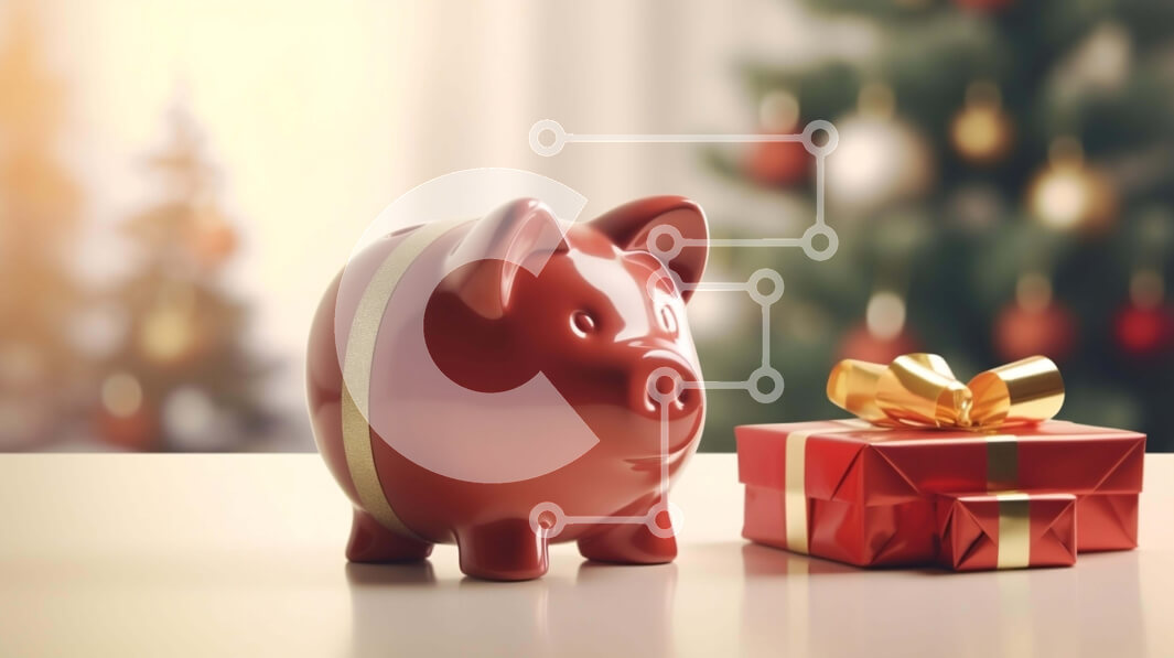 Intra Συλλεκτικό Ξύλινο Παζλ Plywood  4mm - Κόκκινος κουμπαράς και χριστουγεννιάτικο δέντρο με κουτί δώρου Σε Ξύλινο Κουτί - Διαστάσεις: 10x10 cm – 25 κομμάτια