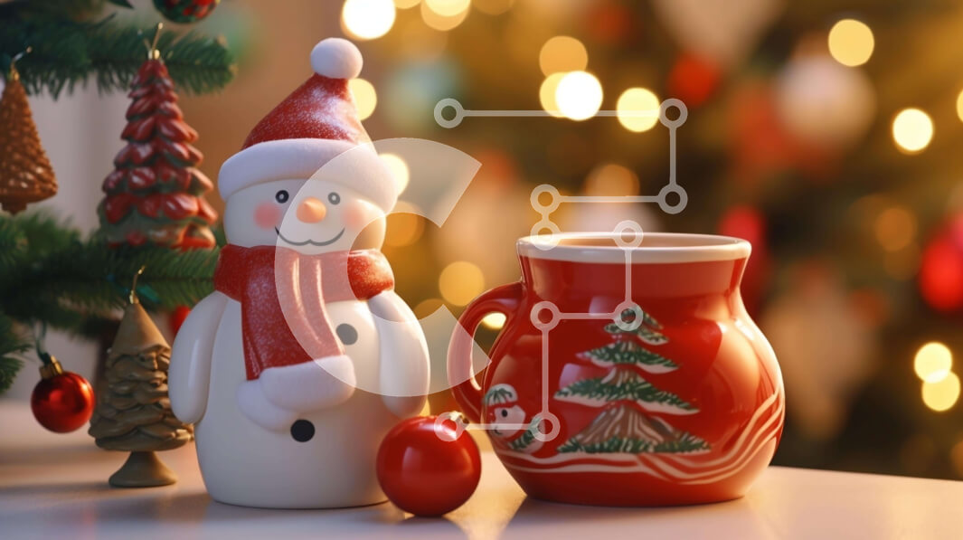 Intra Συλλεκτικό Ξύλινο Παζλ Plywood  4mm - Χριστουγεννιάτικο δέντρο με ειδώλιο χιονάνθρωπος και διακοσμήσεις Σε Ξύλινο Κουτί - Διαστάσεις: 10x10 cm – 25 κομμάτια