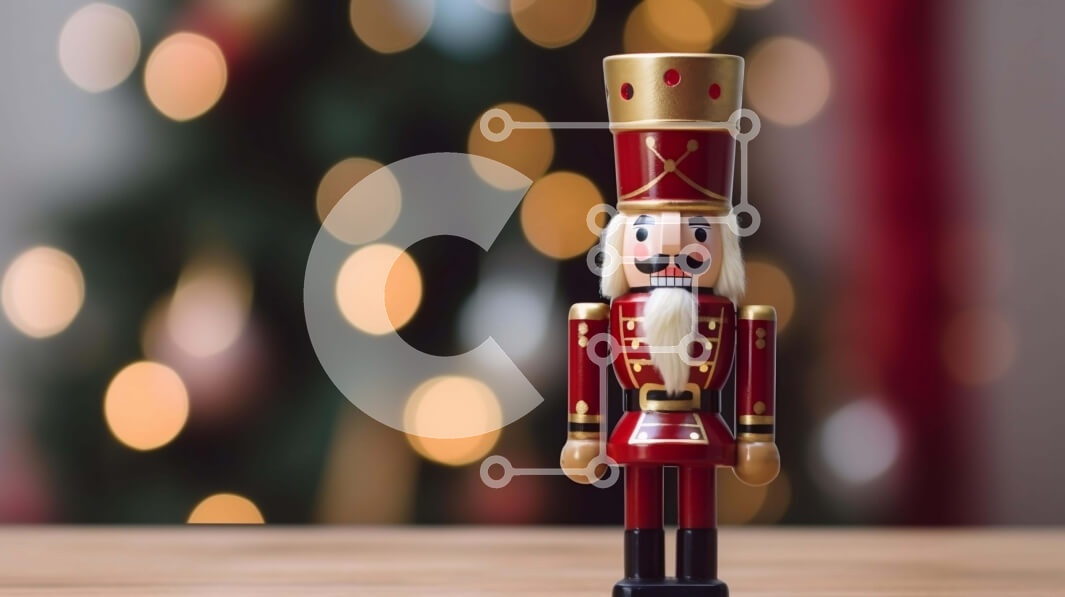 Intra Συλλεκτικό Ξύλινο Παζλ Plywood  4mm - Ξύλινο παιχνίδι Καρυοθραύστης στο τραπέζι με χριστουγεννιάτικα φωτάκια και διακοσμητικά Σε Ξύλινο Κουτί - Διαστάσεις: 10x10 cm – 25 κομμάτια