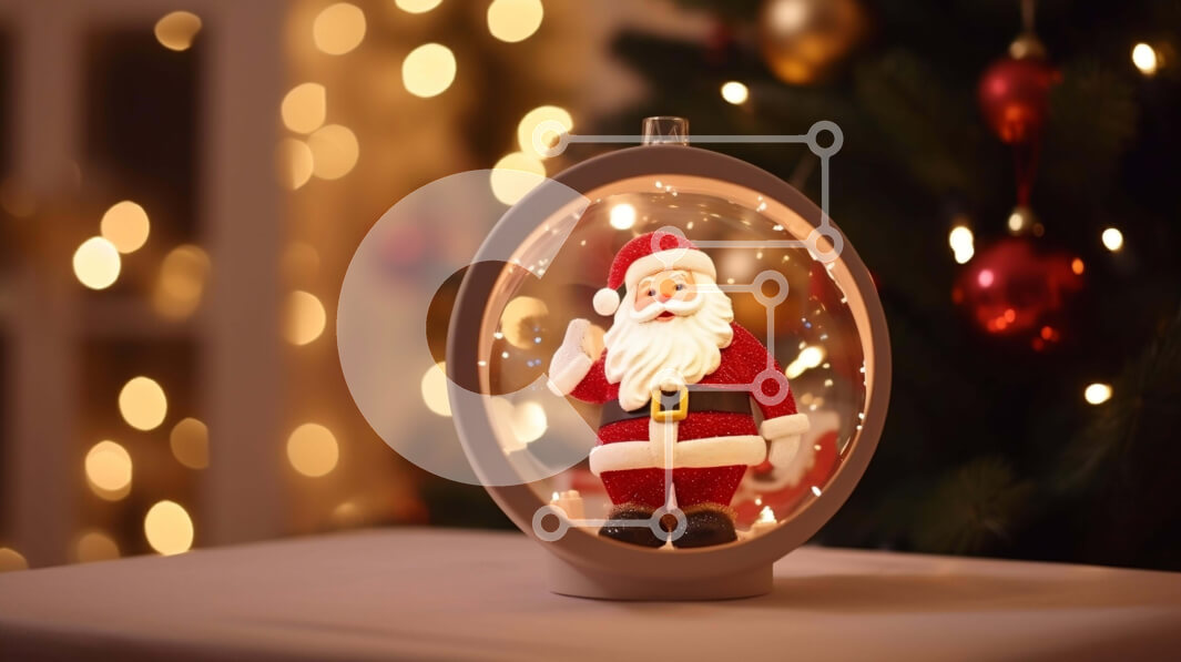 Intra Συλλεκτικό Ξύλινο Παζλ Plywood  4mm - Ειδώλιο Άγιου Βασίλη σε γυάλινο μπολ με χριστουγεννιάτικα στολίδια Σε Ξύλινο Κουτί - Διαστάσεις: 10x10 cm – 25 κομμάτια