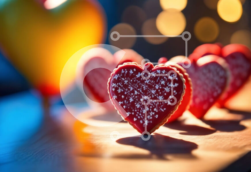 Σετ των 2 Intra Συλλεκτικό Ξύλινο Παζλ Plywood  4mm - Μπισκότα καρδιάς για την ημέρα του Αγίου Βαλεντίνου στο τραπέζι Σε Ξύλινο Κουτί - Διαστάσεις: 10x10 cm – 25 κομμάτια