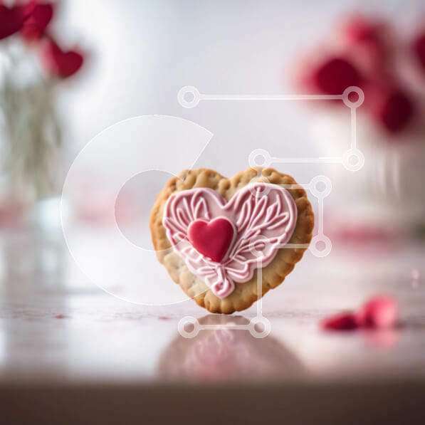 Σετ των 2 Intra Συλλεκτικό Ξύλινο Παζλ Plywood  4mm - Μπισκότο σε σχήμα καρδιάς με λουλούδια σε τραπέζι Σε Ξύλινο Κουτί - Διαστάσεις: 10x10 cm – 25 κομμάτια