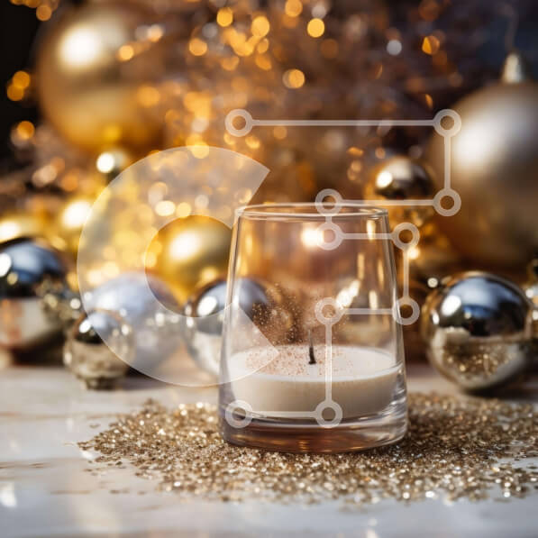 Intra Συλλεκτικό Ξύλινο Παζλ Plywood  4mm - Γυάλινο κερί με χρυσά και ασημένια στολίδια Σε Ξύλινο Κουτί - Διαστάσεις Puzzle: 10x10 cm – 25 κομμάτια