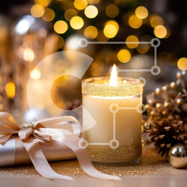 Intra Συλλεκτικό Ξύλινο Παζλ Plywood  4mm - Αναμμένο κερί σε διακοσμημένο τραπέζι με χρυσά διακοσμητικά Σε Ξύλινο Κουτί - Διαστάσεις: 10x10 cm – 25 κομμάτια