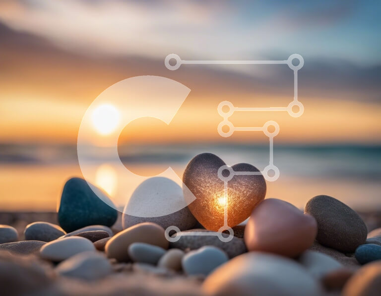 Intra Συλλεκτικό Ξύλινο Παζλ Plywood  4mm - Πέτρα σε σχήμα καρδιάς στην παραλία στο ηλιοβασίλεμα Σε Ξύλινο Κουτί - Διαστάσεις: 10x10 cm – 25 κομμάτια