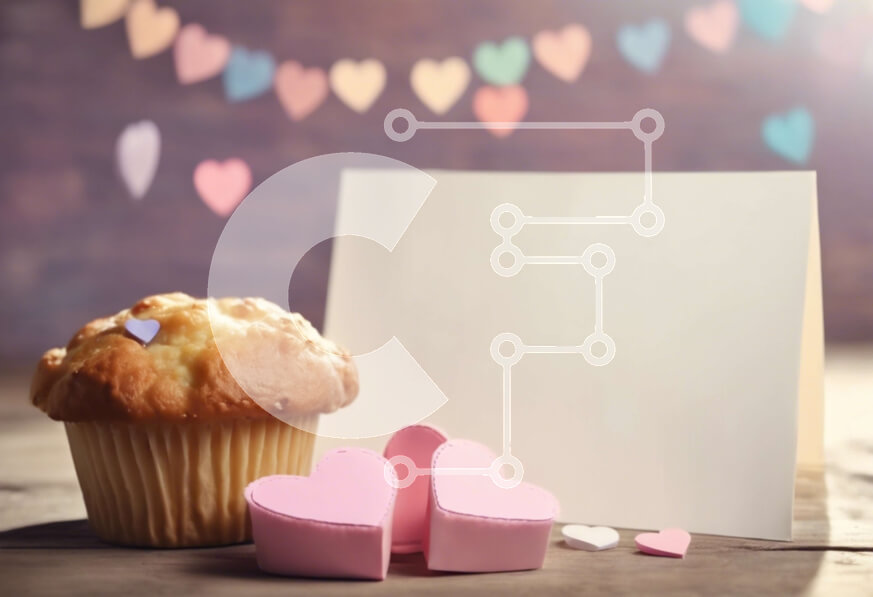 Σετ των 2 Intra Συλλεκτικό Ξύλινο Παζλ Plywood  4mm - Muffin σε σχήμα καρδιάς με μπαλόνια και cupcakes Σε Ξύλινο Κουτί - Διαστάσεις: 10x10 cm – 25 κομμάτια