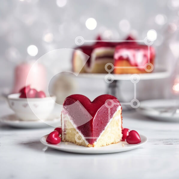 Σετ των 2 Intra Συλλεκτικό Ξύλινο Παζλ Plywood  4mm - Κέικ σε σχήμα καρδιάς με κόκκινο γλάσο σε πιάτα Σε Ξύλινο Κουτί - Διαστάσεις: 10x10 cm – 25 κομμάτια