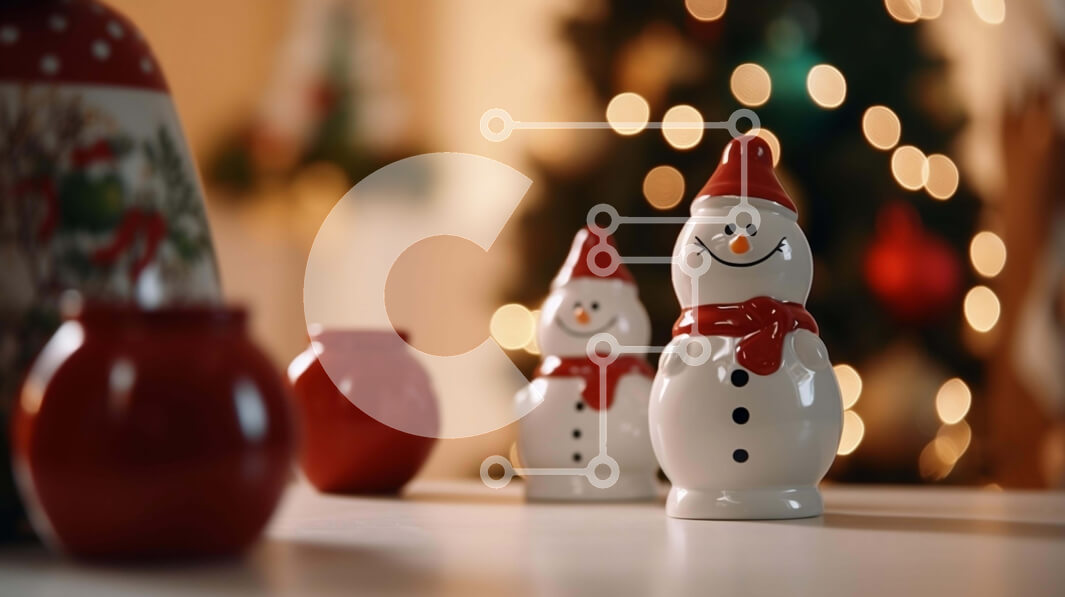 Intra Συλλεκτικό Ξύλινο Παζλ Plywood  4mm - Χριστουγεννιάτικη διακόσμηση με χιονάνθρωπους και διακοσμητικό δέντρο Σε Ξύλινο Κουτί - Διαστάσεις: 10x10 cm – 25 κομμάτια