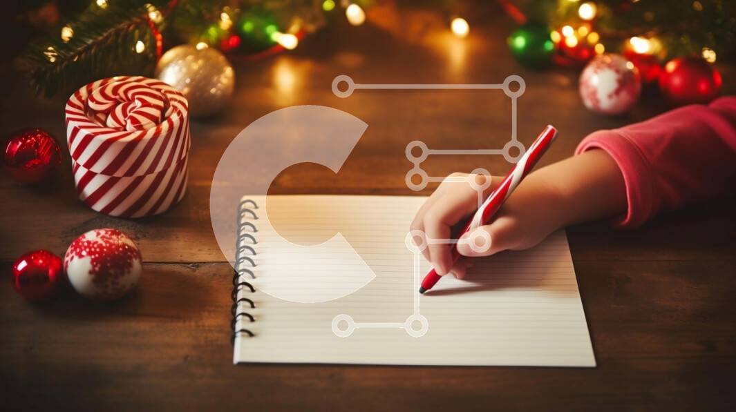 Intra Συλλεκτικό Ξύλινο Παζλ Plywood  4mm - Άτομο που γράφει στο σημειωματάριο με χριστουγεννιάτικα στολίδια Σε Ξύλινο Κουτί - Διαστάσεις: 10x10 cm – 25 κομμάτια