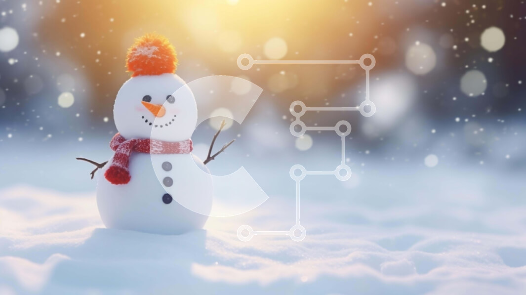 Intra Συλλεκτικό Ξύλινο Παζλ Plywood  4mm - Χιονάνθρωπος στο χιόνι με νιφάδες χιονιού που πέφτουν Σε Ξύλινο Κουτί - Διαστάσεις Puzzle: 10x10 cm – 25 κομμάτια