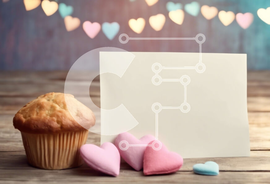 Σετ των 2 Intra Συλλεκτικό Ξύλινο Παζλ Plywood  4mm - Cupcake με καραμέλες σε σχήμα καρδιάς και κάρτα σημειώσεων Σε Ξύλινο Κουτί - Διαστάσεις: 10x10 cm – 25 κομμάτια