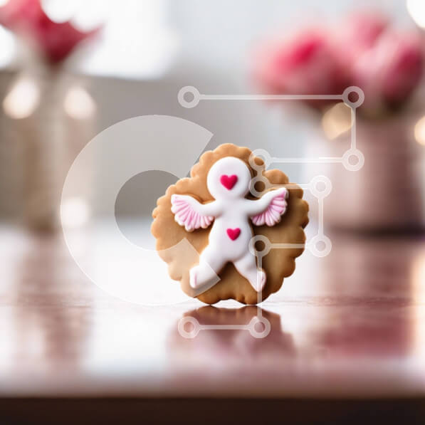 Σετ των 2 Intra Συλλεκτικό Ξύλινο Παζλ Plywood  4mm - Μπισκότο με μελόψωμο με καρδιές και φιγούρα αγγέλου Σε Ξύλινο Κουτί - Διαστάσεις: 10x10 cm – 25 κομμάτια