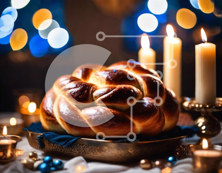 Σετ των 2 Intra Συλλεκτικό Ξύλινο Παζλ Plywood  4mm - Πλεκτό ψωμί στο τραπέζι με κεριά και διακοσμητικά Σε Ξύλινο Κουτί - Διαστάσεις: 10x10 cm – 25 κομμάτια