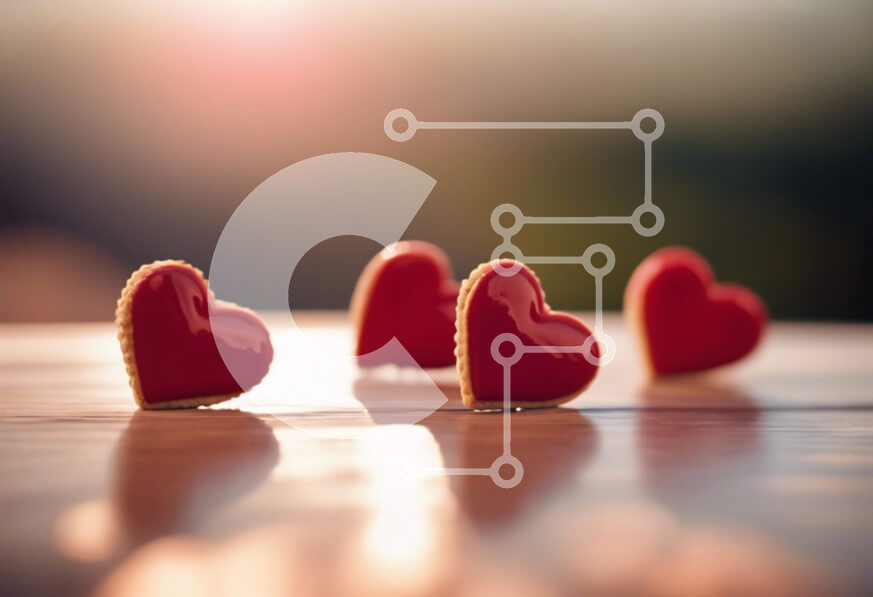 Σετ των 2 Intra Συλλεκτικό Ξύλινο Παζλ Plywood  4mm - Μπισκότα σε σχήμα καρδιάς σε ξύλινο τραπέζι με φως του ήλιου Σε Ξύλινο Κουτί - Διαστάσεις: 10x10 cm – 25 κομμάτια