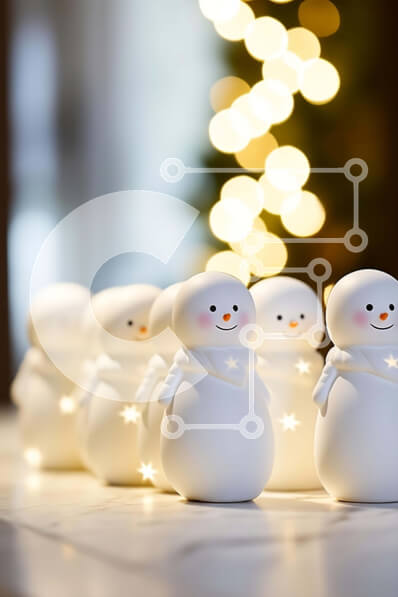 Intra Συλλεκτικό Ξύλινο Παζλ Plywood  4mm - Εορταστικές διακοσμήσεις χιονάνθρωπους σε ένα τραπέζι Σε Ξύλινο Κουτί - Διαστάσεις Puzzle: 10x10 cm – 25 κομμάτια