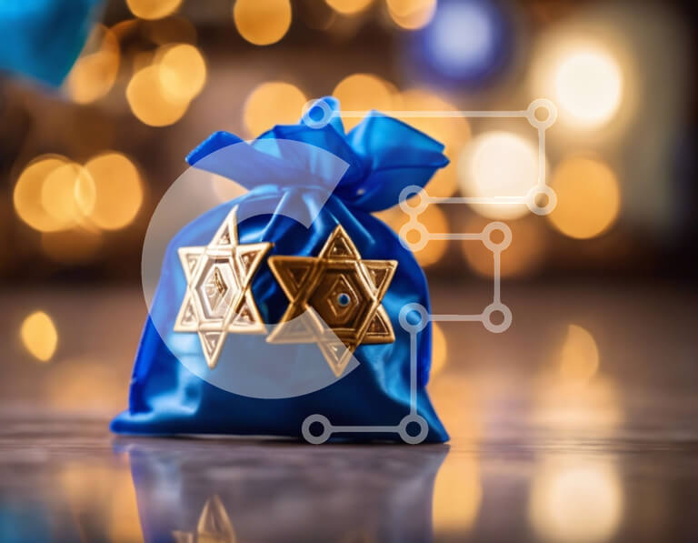 Intra Συλλεκτικό Ξύλινο Παζλ Plywood  4mm - Μπλε τσάντα δώρου με διακοσμητικά αστέρια Σε Ξύλινο Κουτί - Διαστάσεις: 10x10 cm – 25 κομμάτια