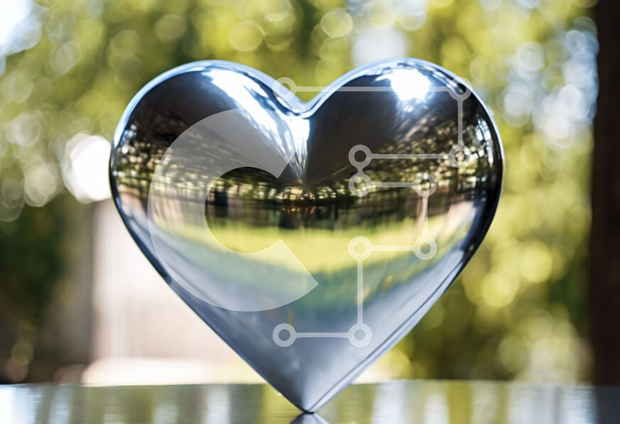 Intra Συλλεκτικό Ξύλινο Παζλ Plywood  4mm - Ασημένιο γλυπτό σε σχήμα καρδιάς με αντανάκλαση Σε Ξύλινο Κουτί - Διαστάσεις Puzzle: 10x10 cm – 25 κομμάτια