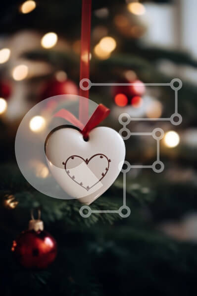 Intra Συλλεκτικό Ξύλινο Παζλ Plywood  4mm - Λευκό στολίδι σε σχήμα καρδιάς στο χριστουγεννιάτικο δέντρο Σε Ξύλινο Κουτί - Διαστάσεις: 10x10 cm – 25 κομμάτια