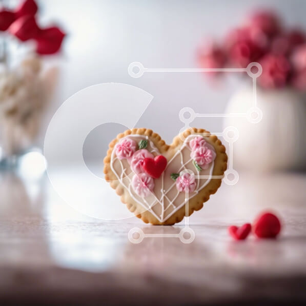 Σετ των 2 Intra Συλλεκτικό Ξύλινο Παζλ Plywood  4mm - Μπισκότο σε σχήμα καρδιάς με κόκκινο και λευκό γλάσο Σε Ξύλινο Κουτί - Διαστάσεις: 10x10 cm – 25 κομμάτια