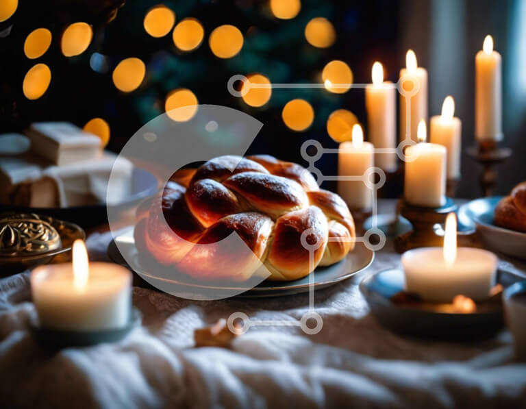 Σετ των 2 Intra Συλλεκτικό Ξύλινο Παζλ Plywood  4mm - Τραπέζι με ψωμί, μπισκότα και κεριά Σε Ξύλινο Κουτί - Διαστάσεις: 10x10 cm – 25 κομμάτια