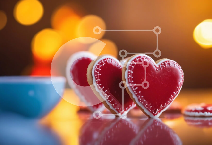 Σετ των 2 Intra Συλλεκτικό Ξύλινο Παζλ Plywood  4mm - Μπισκότα σε σχήμα καρδιάς σε τραπέζι Σε Ξύλινο Κουτί - Διαστάσεις: 10x10 cm – 25 κομμάτια