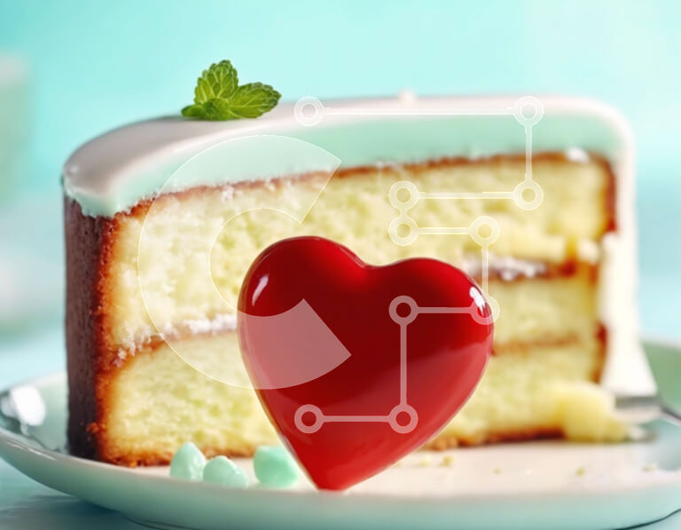 Σετ των 2 Intra Συλλεκτικό Ξύλινο Παζλ Plywood  4mm - Φέτα κέικ με στολίδι καρδιάς Σε Ξύλινο Κουτί - Διαστάσεις: 10x10 cm – 25 κομμάτια