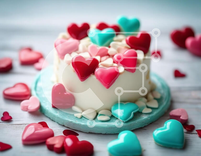 Σετ των 2 Intra Συλλεκτικό Ξύλινο Παζλ Plywood  4mm - Τούρτα σε σχήμα καρδιάς με διακοσμητικές καρδιές Σε Ξύλινο Κουτί - Διαστάσεις: 10x10 cm – 25 κομμάτια