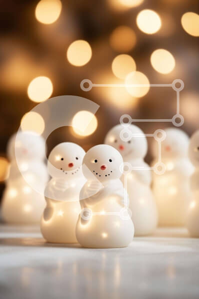 Intra Συλλεκτικό Ξύλινο Παζλ Plywood  4mm - Ομάδα ειδώλων χιονάνθρωποι με φωτισμένο φόντο Σε Ξύλινο Κουτί - Διαστάσεις: 10x10 cm – 25 κομμάτια