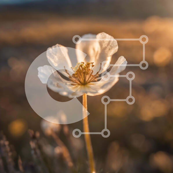 Intra Συλλεκτικό Ξύλινο Παζλ Plywood  4mm - Όμορφο λευκό λουλούδι στο ανοιχτό πεδίο στο ηλιοβασίλεμα Σε Ξύλινο Κουτί - Διαστάσεις: 10x10 cm – 25 κομμάτια