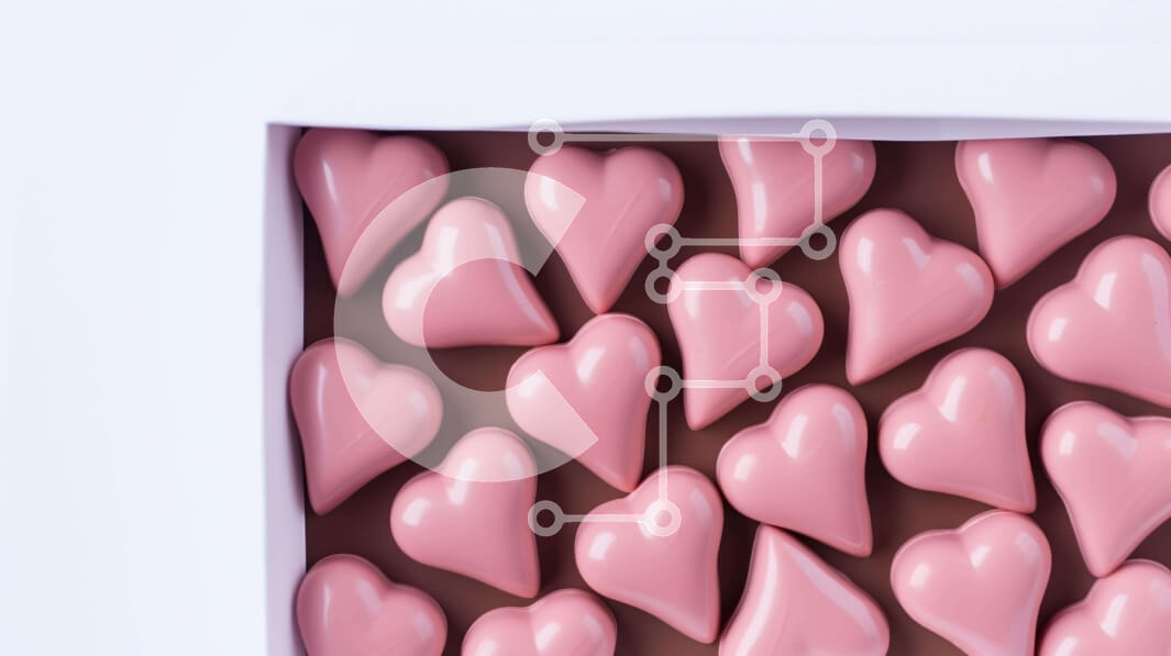 Intra Συλλεκτικό Ξύλινο Παζλ Plywood  4mm - Ροζ σοκολάτες σε σχήμα καρδιάς σε λευκό κουτί Σε Ξύλινο Κουτί - Διαστάσεις: 10x10 cm – 25 κομμάτια
