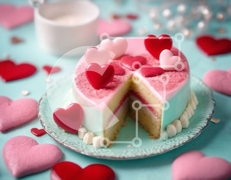 Σετ των 2 Intra Συλλεκτικό Ξύλινο Παζλ Plywood  4mm - Τούρτα σε σχήμα καρδιάς με φέτα που λείπει και διάσπαρτες καρδιές Σε Ξύλινο Κουτί - Διαστάσεις: 10x10 cm – 25 κομμάτια