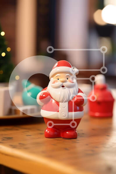 Intra Συλλεκτικό Ξύλινο Παζλ Plywood  4mm - Κόκκινο ειδώλιο Άγιου Βασίλη σε ένα εορταστικό τραπέζι Σε Ξύλινο Κουτί - Διαστάσεις: 10x10 cm – 25 κομμάτια