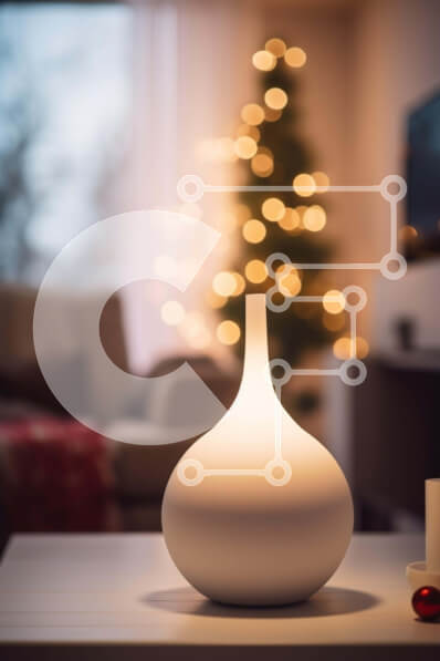 Intra Συλλεκτικό Ξύλινο Παζλ Plywood  4mm - Λευκό βάζο σε τραπεζάκι σαλονιού με χριστουγεννιάτικο δέντρο Σε Ξύλινο Κουτί - Διαστάσεις Puzzle: 10x10 cm – 25 κομμάτια