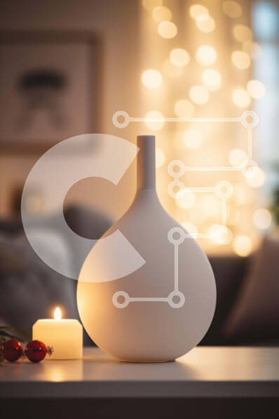 Intra Συλλεκτικό Ξύλινο Παζλ Plywood  4mm - Κομψό σαλόνι με λευκό βάζο και κόκκινα τριαντάφυλλα Σε Ξύλινο Κουτί - Διαστάσεις Puzzle: 10x10 cm – 25 κομμάτια