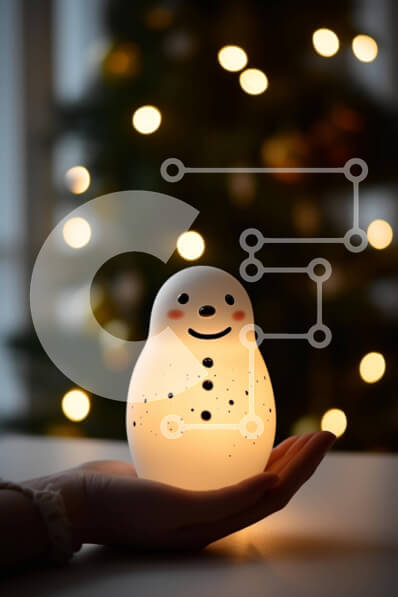 Intra Συλλεκτικό Ξύλινο Παζλ Plywood  4mm - Χριστουγεννιάτικο φως χιονάνθρωπος με φωτισμένο χριστουγεννιάτικο δέντρο Σε Ξύλινο Κουτί - Διαστάσεις: 10x10 cm – 25 κομμάτια