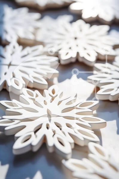 Intra Συλλεκτικό Ξύλινο Παζλ Plywood  4mm - Λευκά κοψίματα με νιφάδες χιονιού για εορταστική διακόσμηση Σε Ξύλινο Κουτί - Διαστάσεις Puzzle: 10x10 cm – 25 κομμάτια