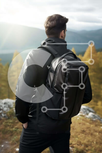 Σετ των 2 Intra Συλλεκτικό Ξύλινο Παζλ Plywood  4mm - Άτομο που στέκεται στα βουνά με το σακίδιο πλάτης Σε Ξύλινο Κουτί - Διαστάσεις: 10x10 cm – 25 κομμάτια