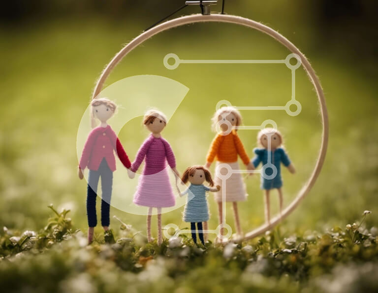 Intra Συλλεκτικό Ξύλινο Παζλ Plywood  4mm - Χειροποίητες κούκλες που περιβάλλονται από πράσινο γρασίδι Σε Ξύλινο Κουτί - Διαστάσεις Puzzle: 10x10 cm – 25 κομμάτια