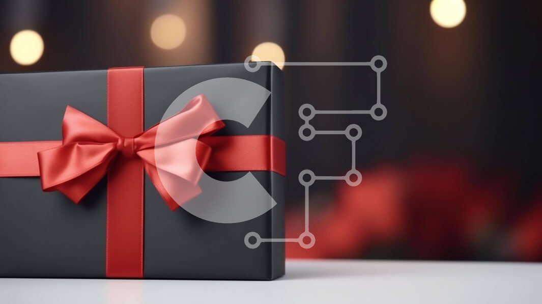 Intra Συλλεκτικό Ξύλινο Παζλ Plywood  4mm - Μαύρο κουτί δώρου με φόντο κόκκινη κορδέλα και φώτα Σε Ξύλινο Κουτί - Διαστάσεις: 10x10 cm – 25 κομμάτια