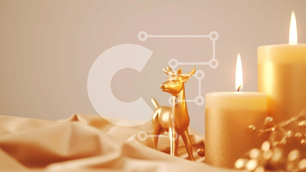 Intra Συλλεκτικό Ξύλινο Παζλ Plywood  4mm - Κομψά διακοσμημένα χρυσά κεριά και ειδώλιο ελαφιού Σε Ξύλινο Κουτί - Διαστάσεις: 10x10 cm – 25 κομμάτια