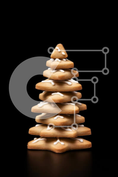 Σετ των 2 Intra Συλλεκτικό Ξύλινο Παζλ Plywood  4mm - Στοίβα από μπισκότα μελόψωμο σε σχήμα ανάποδο χριστουγεννιάτικο δέντρο Σε Ξύλινο Κουτί - Διαστάσεις: 10x10 cm – 25 κομμάτια