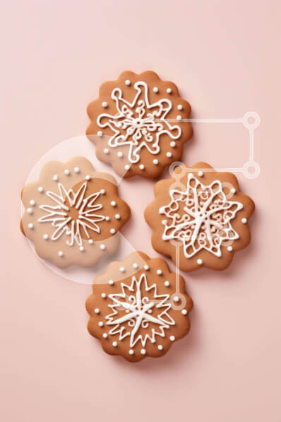 Intra Συλλεκτικό Ξύλινο Παζλ Plywood  4mm - Μπισκότα με μελόψωμο διακοσμημένα με νιφάδες χιονιού σε ροζ φόντο Σε Ξύλινο Κουτί - Διαστάσεις: 10x10 cm – 25 κομμάτια