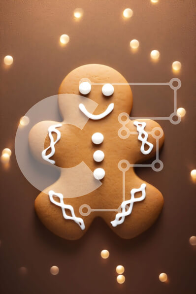 Intra Συλλεκτικό Ξύλινο Παζλ Plywood  4mm - Μπισκότο μελόψωμο με γλάσο και νιφάδες χιονιού Σε Ξύλινο Κουτί - Διαστάσεις: 10x10 cm – 25 κομμάτια