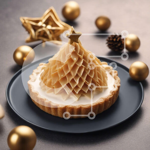 Σετ των 2 Intra Συλλεκτικό Ξύλινο Παζλ Plywood  4mm - Επιδόρπιο με χριστουγεννιάτικο θέμα με ανάποδο σχήμα χριστουγεννιάτικου δέντρου και χρυσά στολίδια Σε Ξύλινο Κουτί - Διαστάσεις: 10x10 cm – 25 κομμάτια