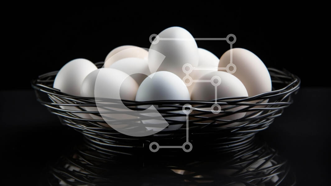 Σετ των 2 Intra Συλλεκτικό Ξύλινο Παζλ Plywood  4mm - Καλάθι με φρέσκα λευκά αυγά Σε Ξύλινο Κουτί - Διαστάσεις: 10x10 cm – 25 κομμάτια