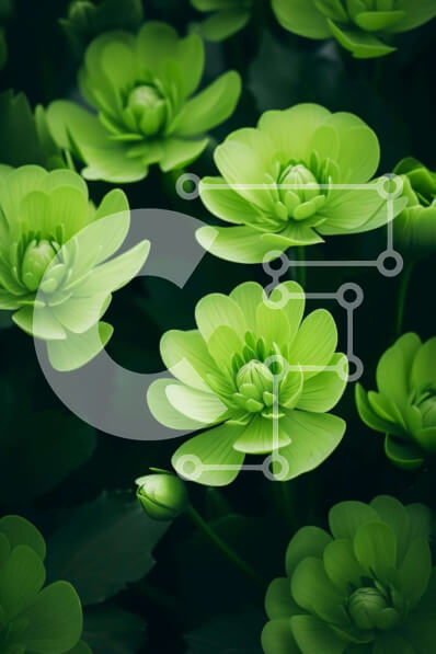 Σετ των 2 Intra Συλλεκτικό Ξύλινο Παζλ Plywood  4mm - Πράσινα λουλούδια σε άνθη με σκούρο φόντο Σε Ξύλινο Κουτί - Διαστάσεις: 10x10 cm – 25 κομμάτια